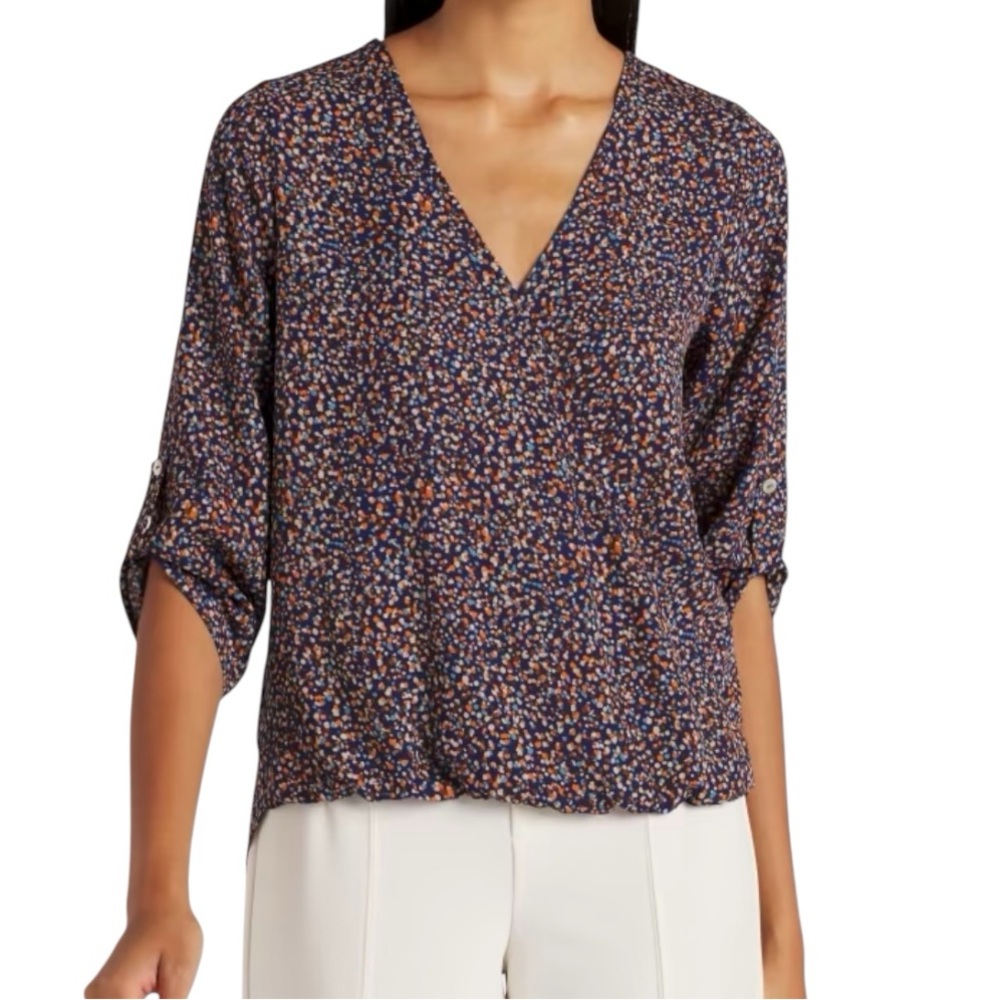 Stitch Fix Beacon Allen Rolltab Sleeve High Low Blouse - Women's M
